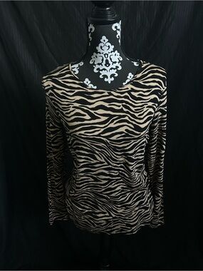 Chico's Zebra Stripe Long-Sleeve Top in Black and Cream